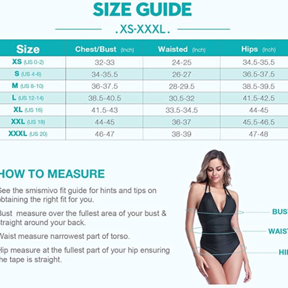 NWT Swismivo Black One Piece Halter Tummy Control Bathing Suit Size Medium - Picture 4 of 10